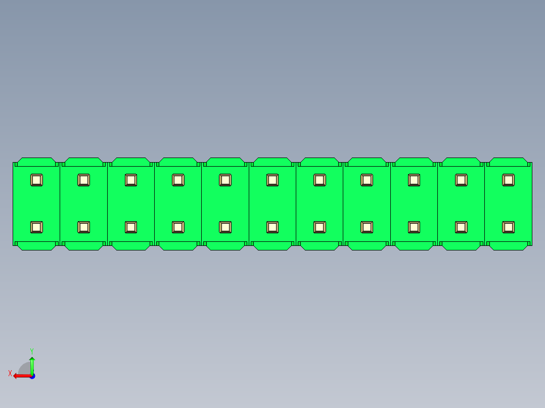 彩色公头100mil（2.54mm）系列-DS1021_green_2x11p_100mil_Type1_rev1.0后视图