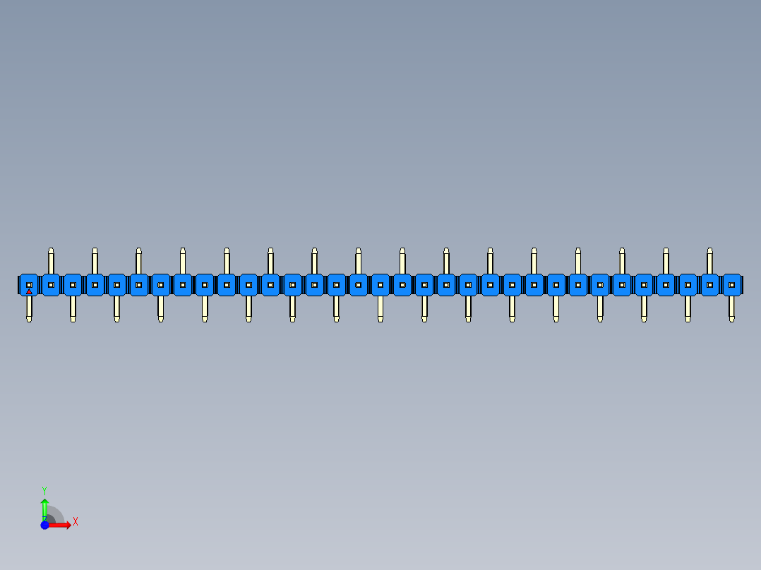 彩色公排针 100mil 2.54mm 系列-DS1022_blue_33p_100mil_Type_SMT_R2_rev1.0前视图