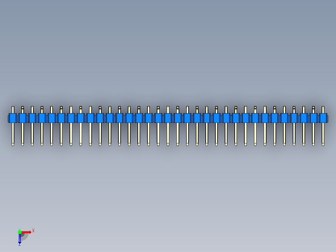 彩色公排针 100mil 2.54mm 系列-DS1022_blue_33p_100mil_Type_SMT_R2_rev1.0俯视图