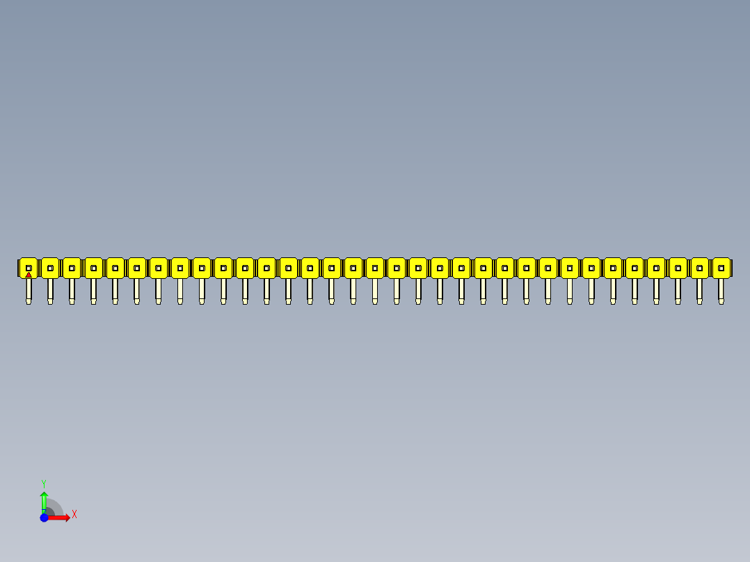 彩色公排针 100mil 2.54mm 系列-DS1022_yellow_1x33p_100mil_TypeD_rev1.0前视图