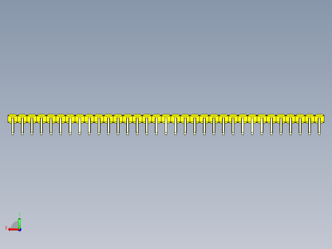 彩色公排针 100mil 2.54mm 系列-DS1022_yellow_1x33p_100mil_TypeD_rev1.0后视图