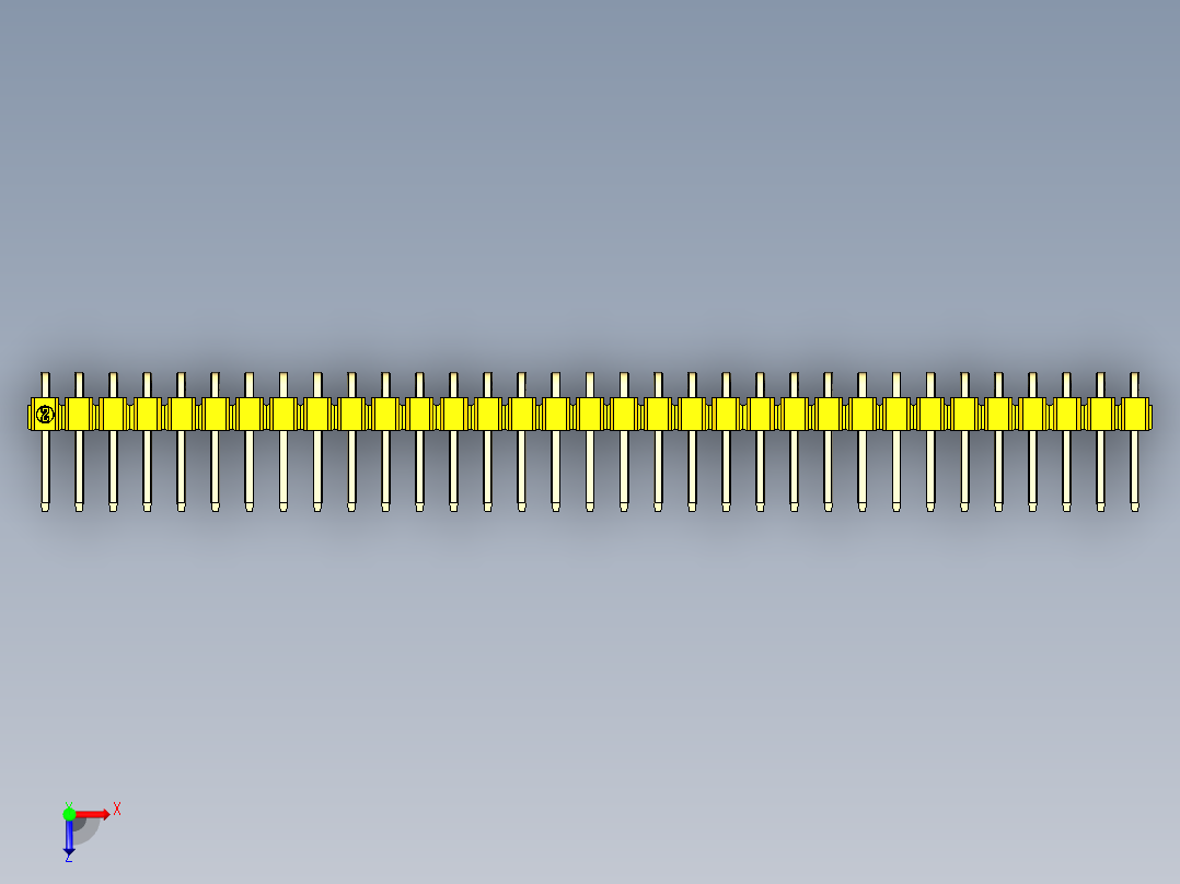彩色公排针 100mil 2.54mm 系列-DS1022_yellow_1x33p_100mil_TypeD_rev1.0俯视图