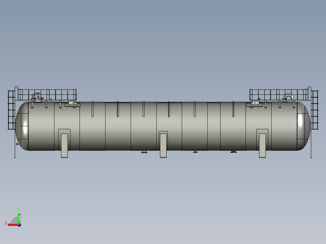 石油和天然气储罐压力容器3D数模图纸 STEP格式后视图