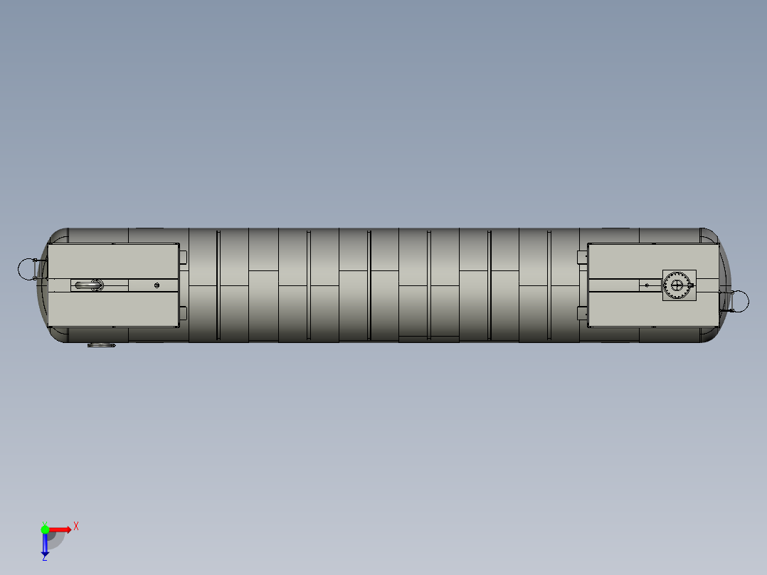 石油和天然气储罐压力容器3D数模图纸 STEP格式俯视图