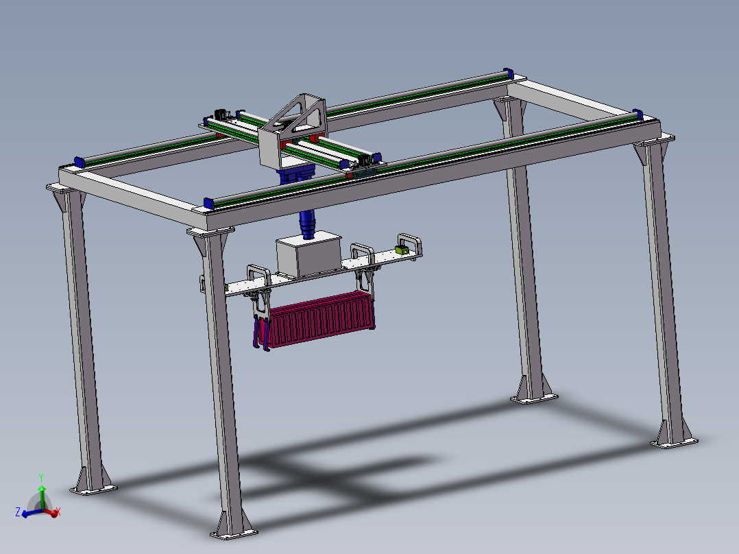 桁架式锂电池吊装搬运机构SW三维模型资料
