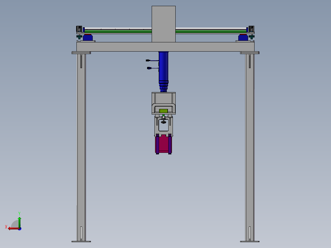 桁架式锂电池吊装搬运机构SW三维模型资料后视图
