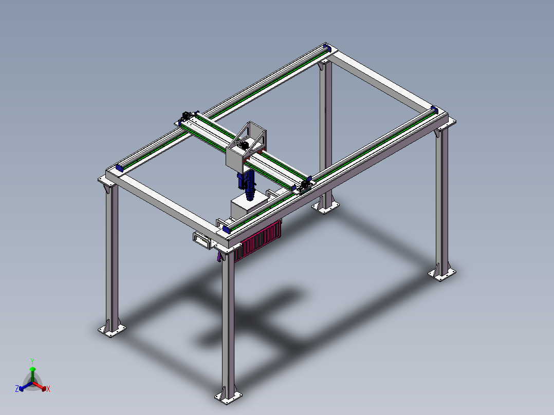 桁架式锂电池吊装搬运机构SW三维模型资料正等轴测图