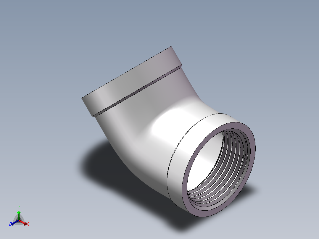 弯头-45°等径 DN25正等轴测图