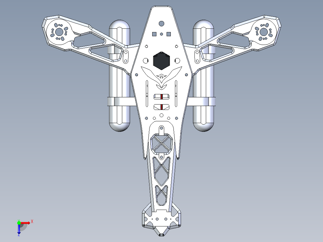 旋翼机简易结构俯视图