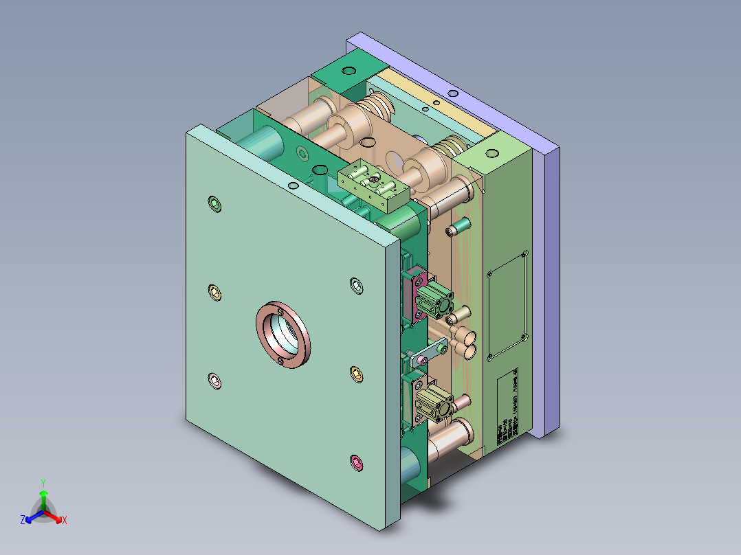 固定下壳（注塑模具+气缸抽芯）正等轴测图