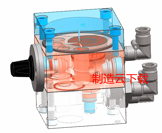延时器（气动元件）3D图档和2D工程图3D模型