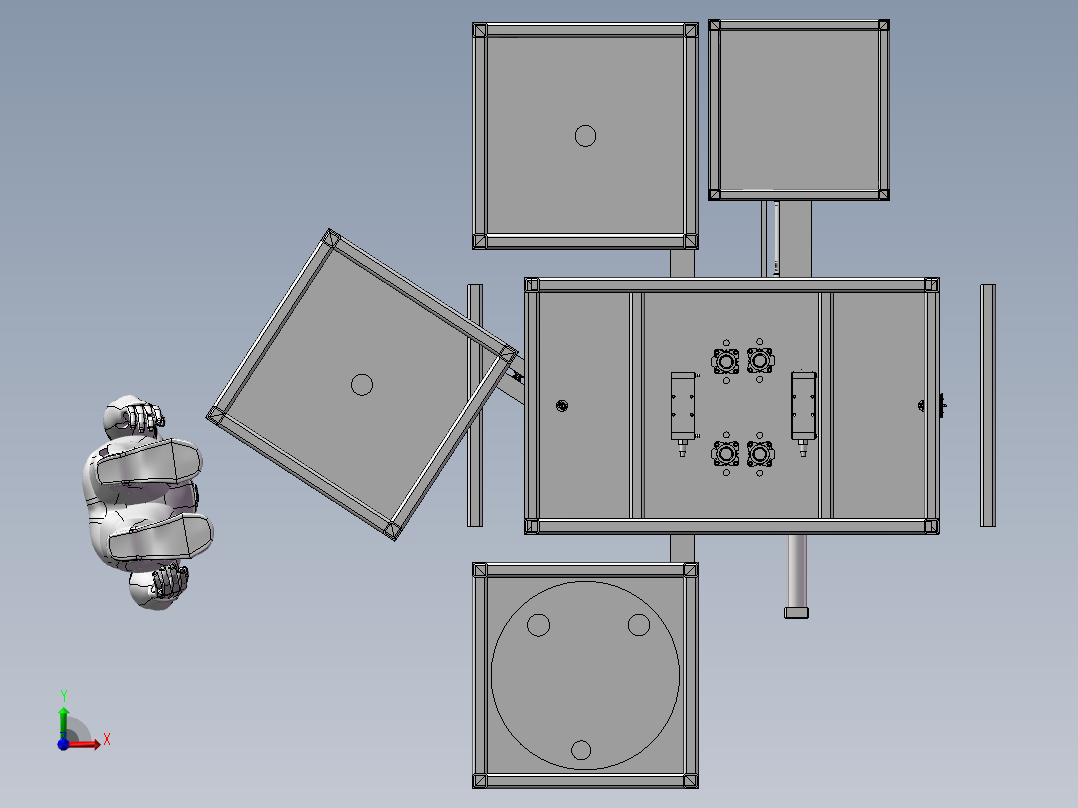 自动化手机壳喷油治具装配机器3D模型 自动化设备3D图纸非标自动化前视图