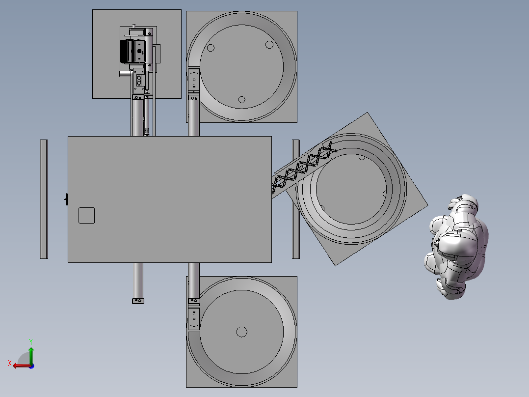 自动化手机壳喷油治具装配机器3D模型 自动化设备3D图纸非标自动化后视图