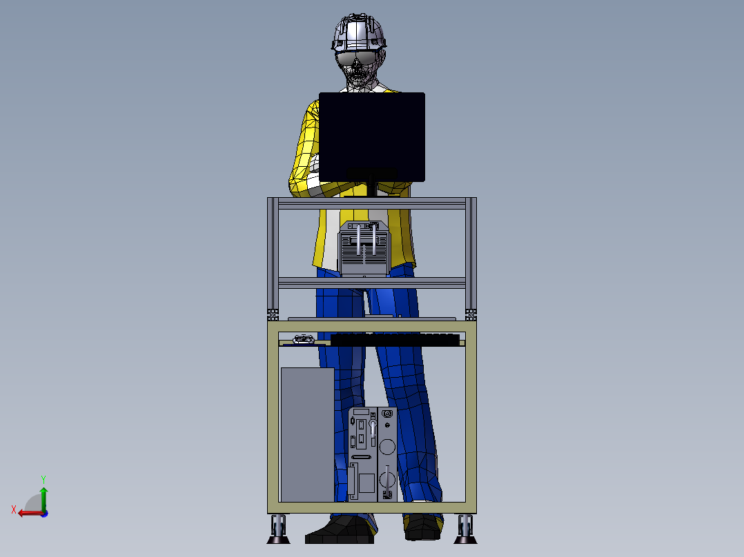 光纤激光打标机 3D模型 3D图纸非标自动化设备3D图纸3D模型后视图