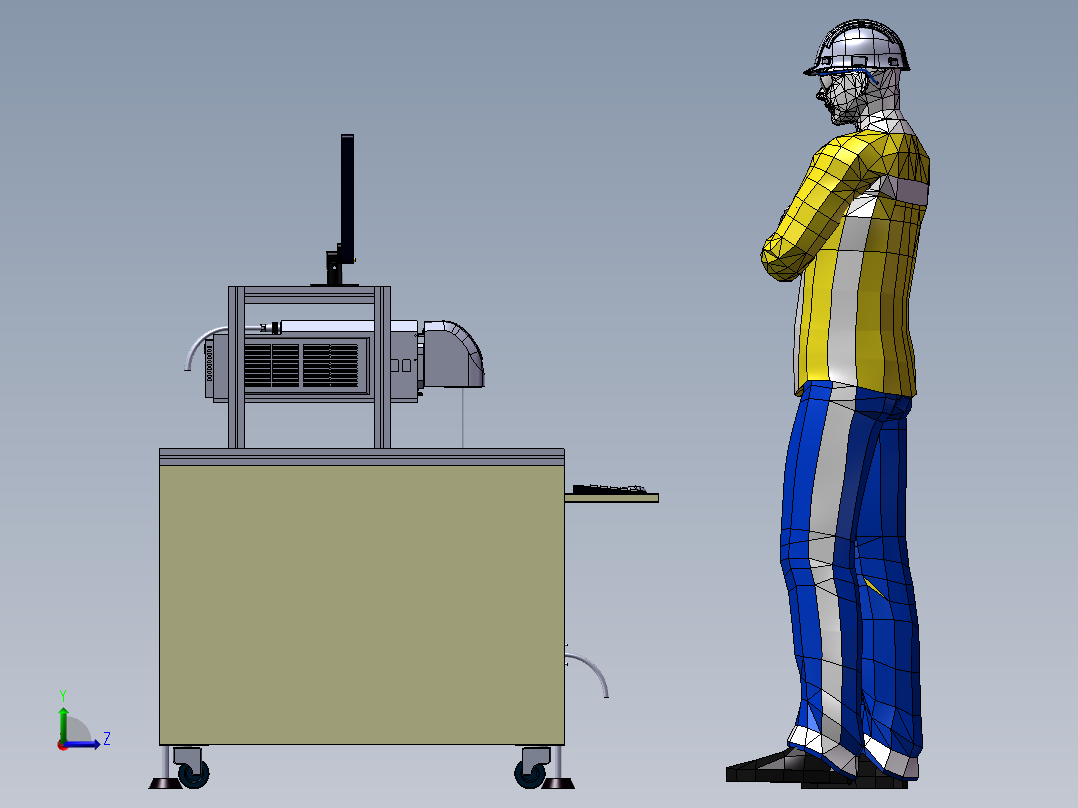 光纤激光打标机 3D模型 3D图纸非标自动化设备3D图纸3D模型左视图