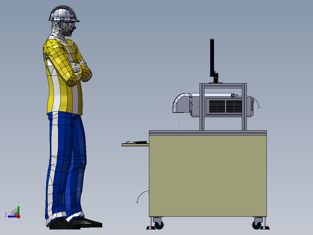 光纤激光打标机 3D模型 3D图纸非标自动化设备3D图纸3D模型右视图