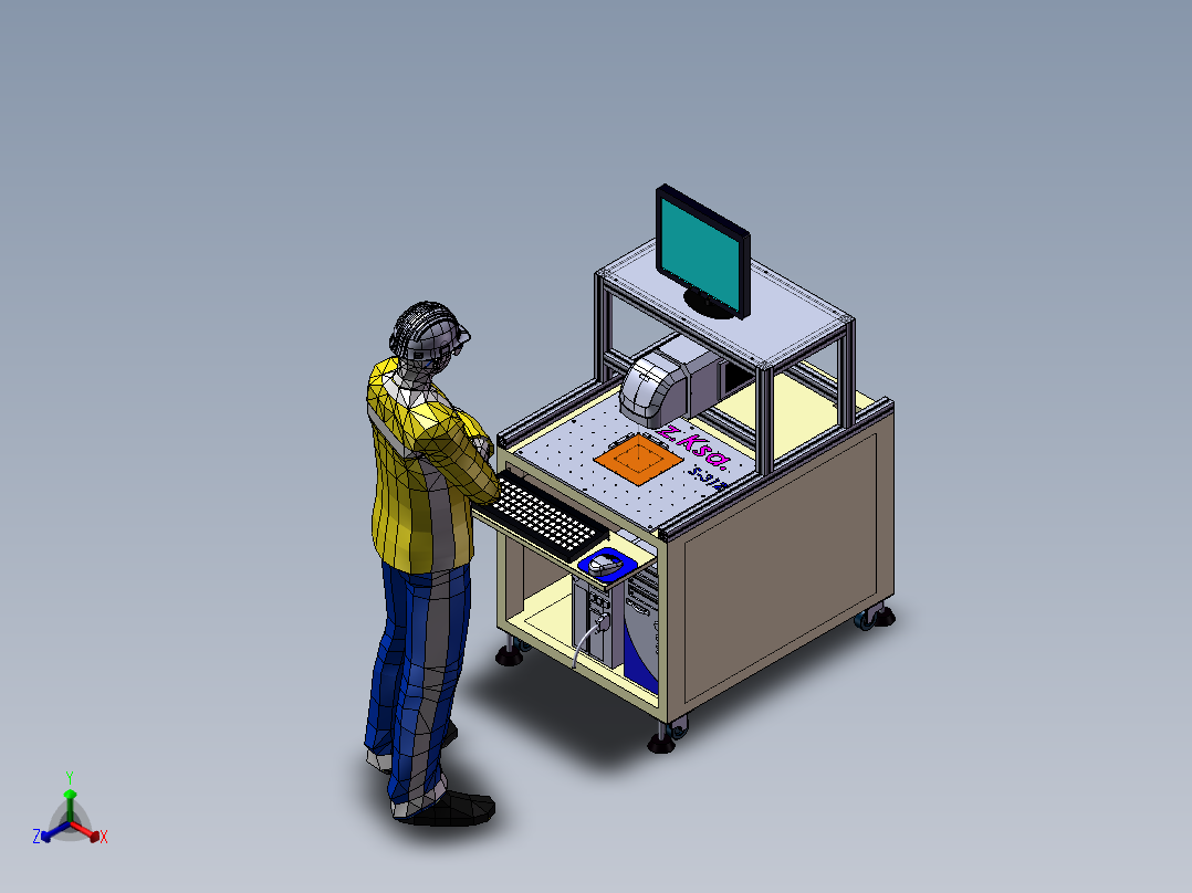 光纤激光打标机 3D模型 3D图纸非标自动化设备3D图纸3D模型正等轴测图