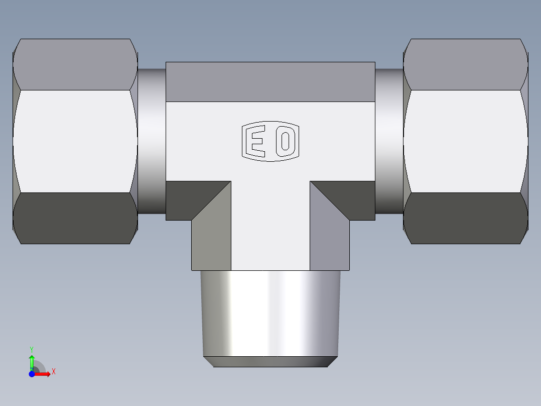 卡套式工业通用硬管接头EO_Male_stud_run_tee_TE12LRCF前视图