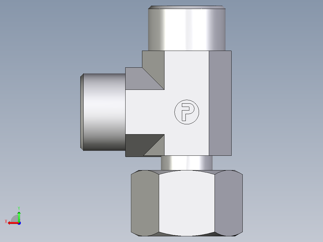 卡套式工业通用硬管接头EO_Standpipe_run_tee_EVL16SOMD71后视图