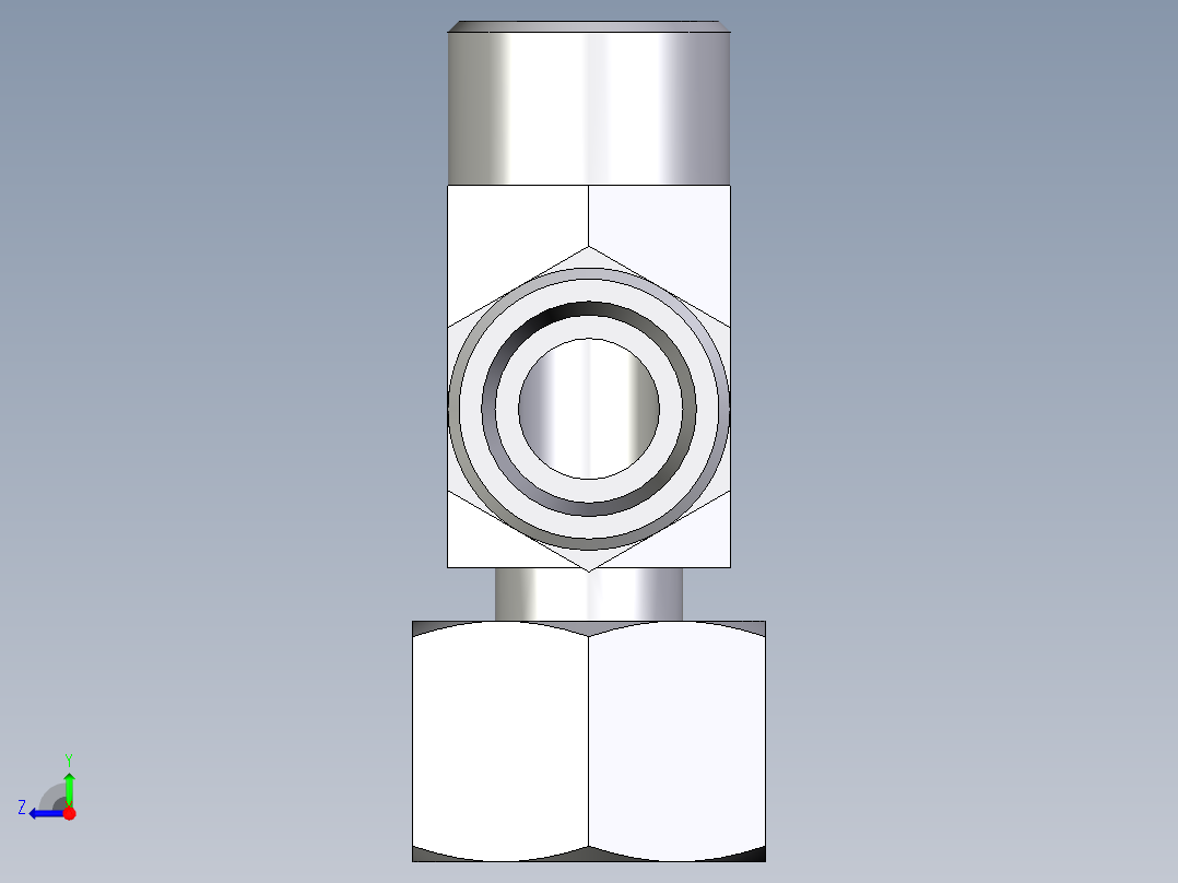 卡套式工业通用硬管接头EO_Standpipe_run_tee_EVL16SOMD71右视图