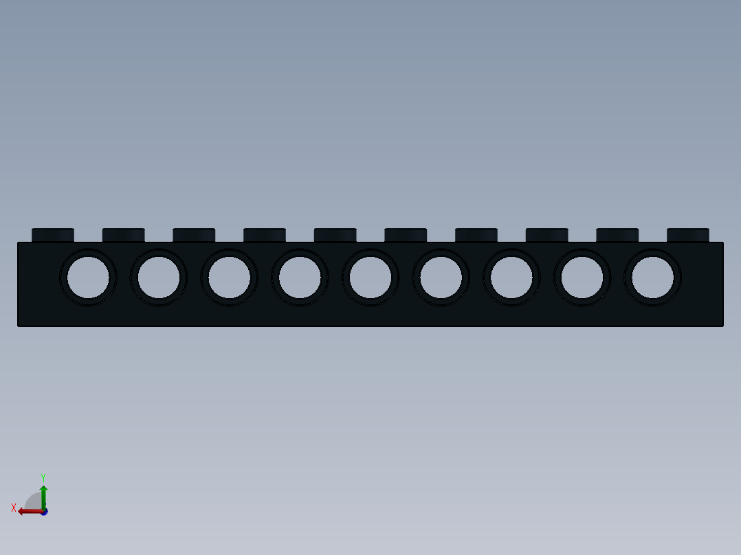 乐高机械组积木（横梁）-273026 Black Technic Brick 1 x 10 with Holes后视图