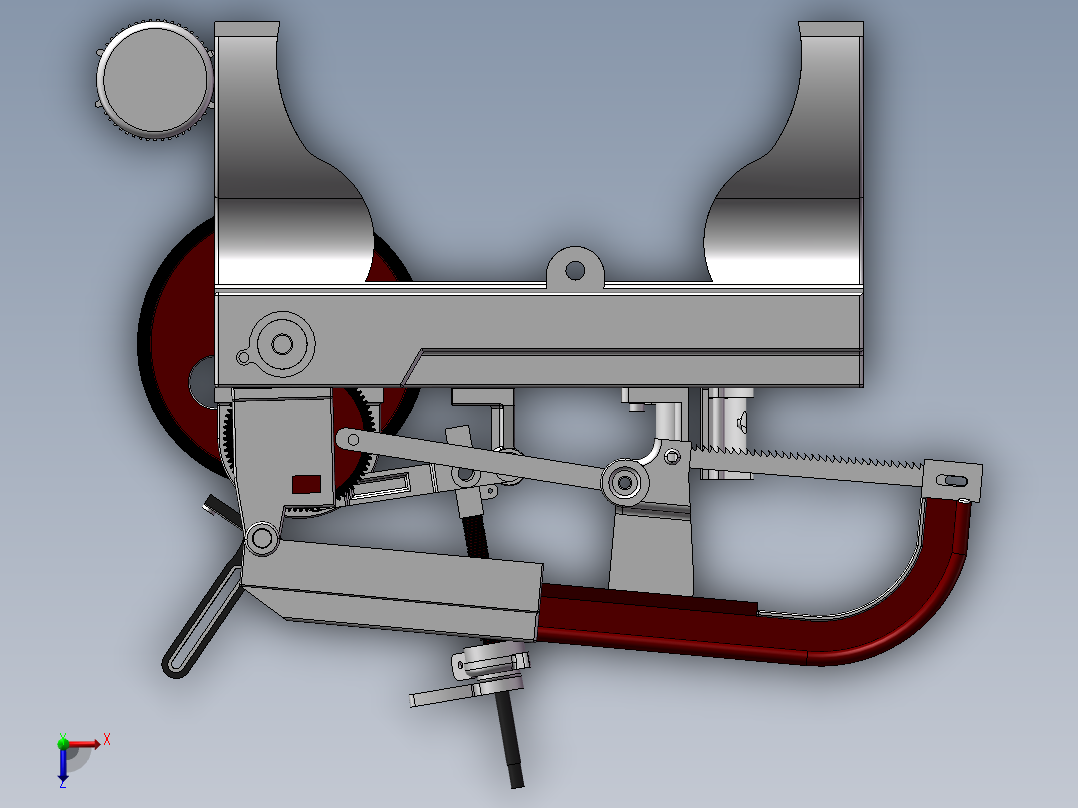 小型锯床俯视图
