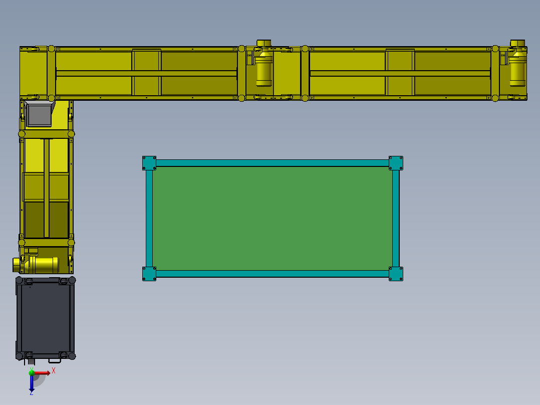 数据线标签加工生产线sw17俯视图