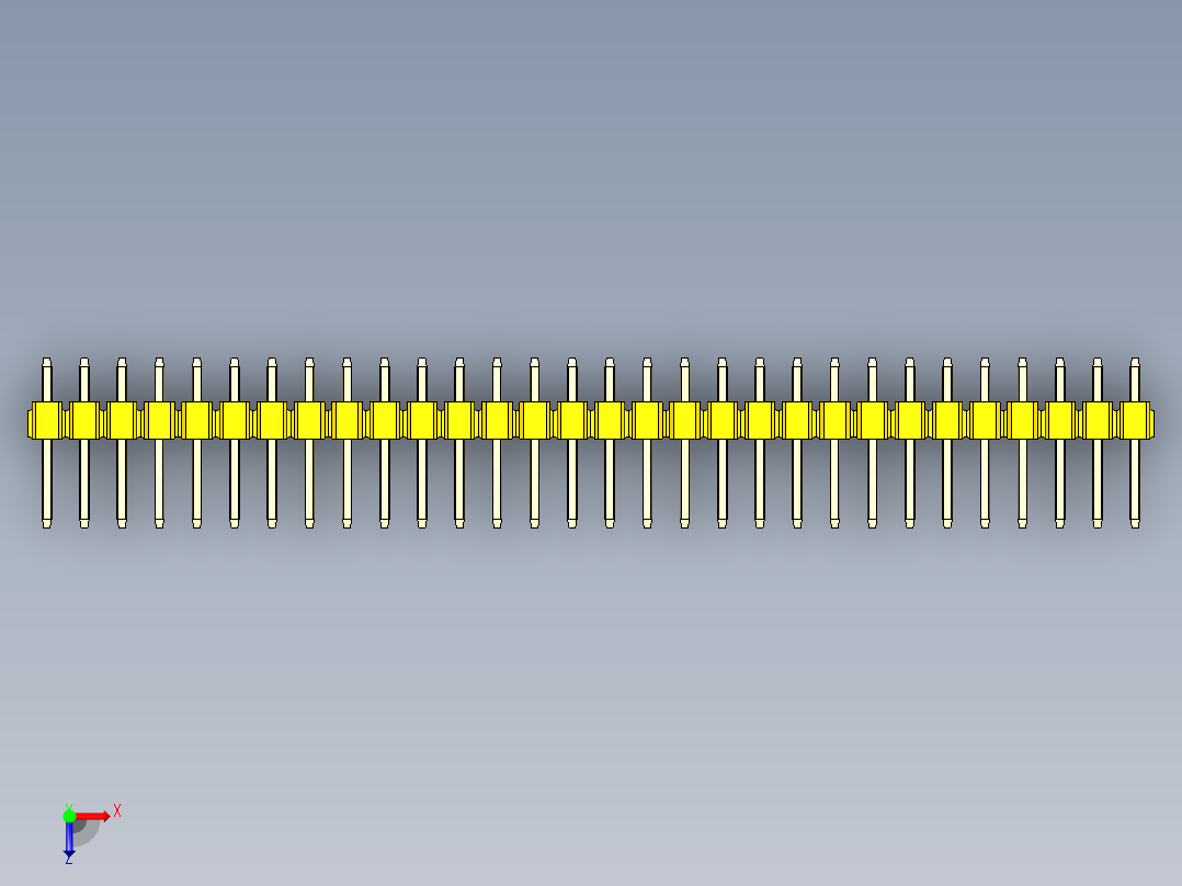 彩色公头100mil（2.54mm）系列-DS1021_yellow_1x30p_100mil_Type1_rev1.0俯视图