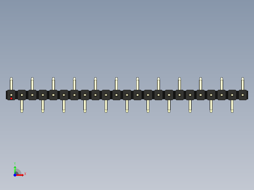 彩色公排针 100mil 2.54mm 系列-DS1022_black_23p_100mil_Type_SMT_R1_rev1.0前视图