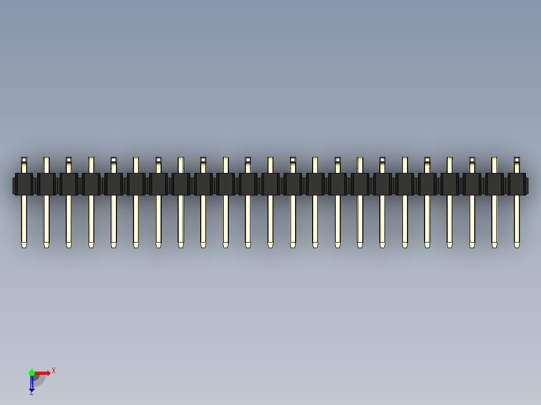 彩色公排针 100mil 2.54mm 系列-DS1022_black_23p_100mil_Type_SMT_R1_rev1.0俯视图