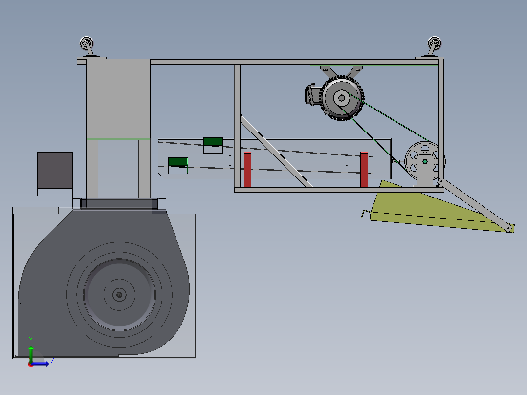 Q231-往复式振动筛设计【三维SolidWorks】左视图