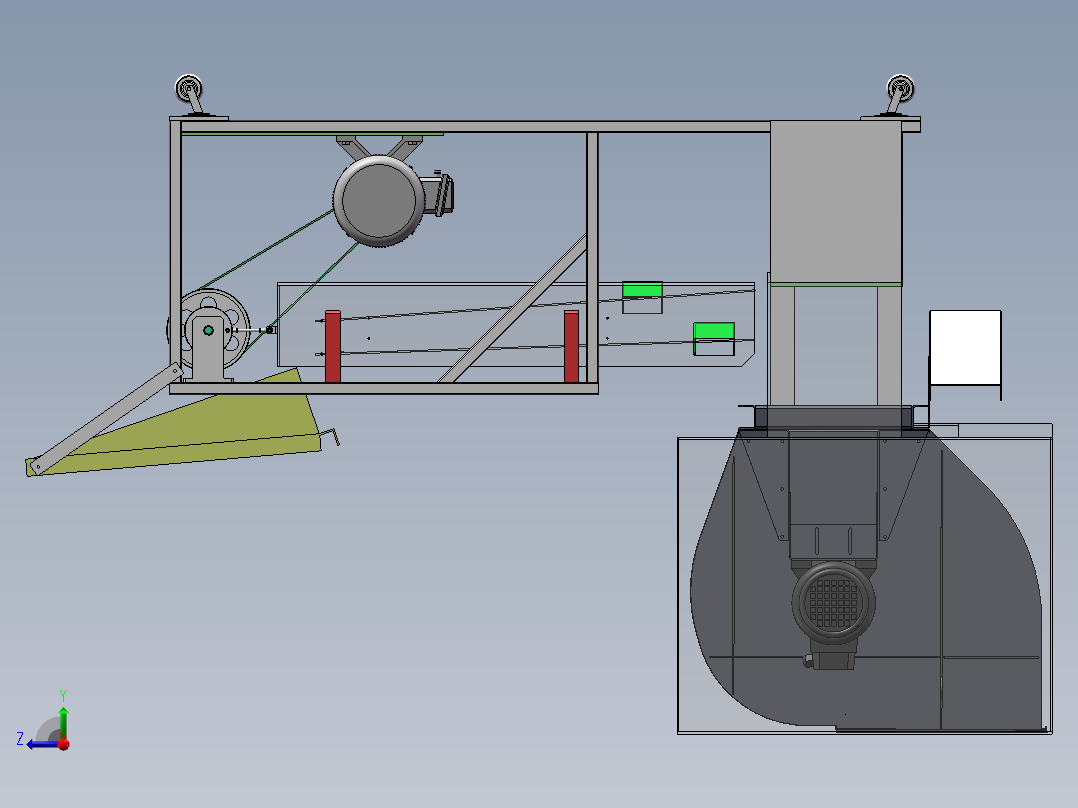 Q231-往复式振动筛设计【三维SolidWorks】右视图