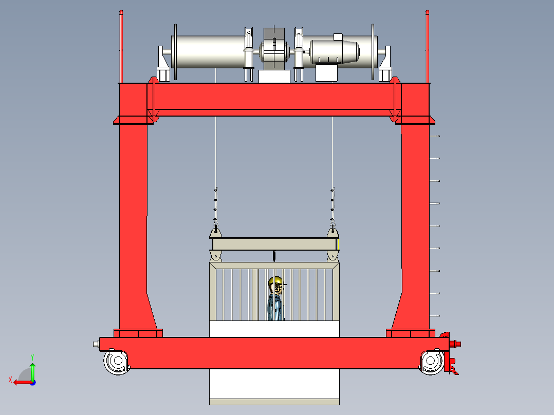 竖井起重机龙门吊后视图