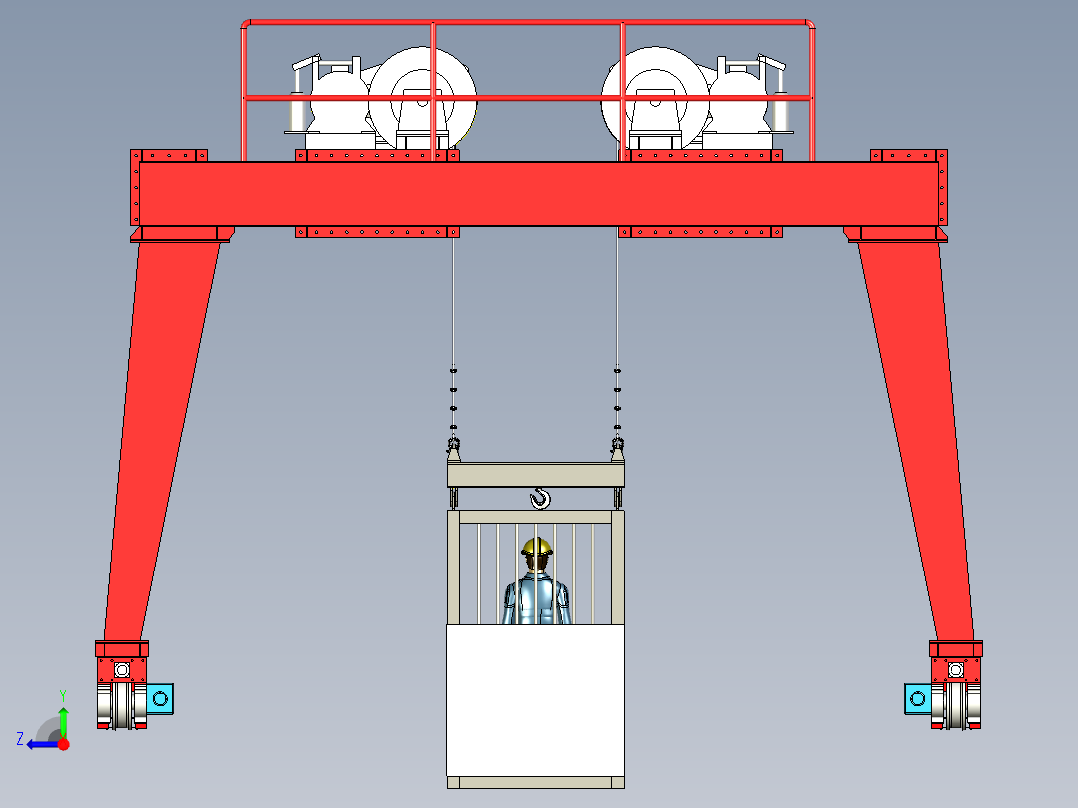 竖井起重机龙门吊右视图