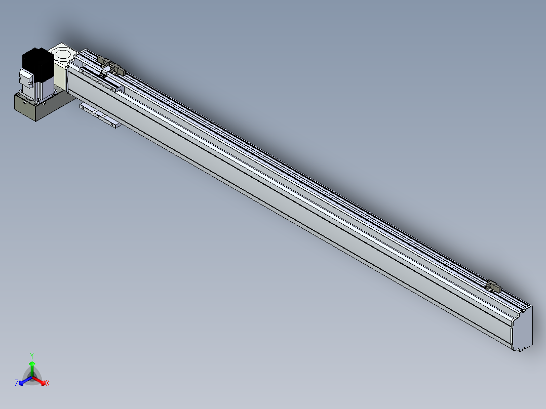 同步带滑台-半封闭B10H-L45-S1150-LU-P40-D3正等轴测图