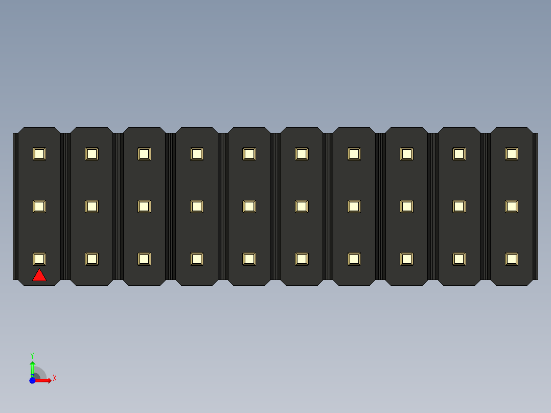 彩色公头100mil（2.54mm）系列-DS1021_black_3x10p_100mil_Type5_rev1.0前视图