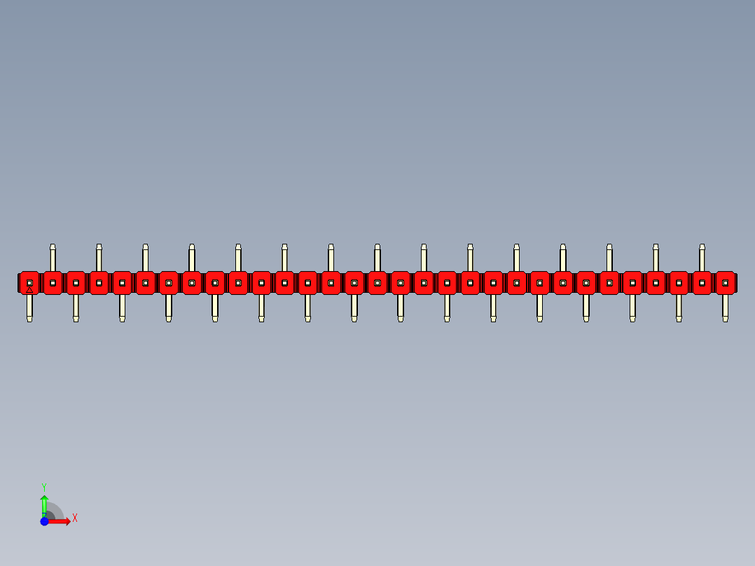 彩色公排针 100mil 2.54mm 系列-DS1022_red_31p_100mil_Type_SMT_R2_rev1.0前视图