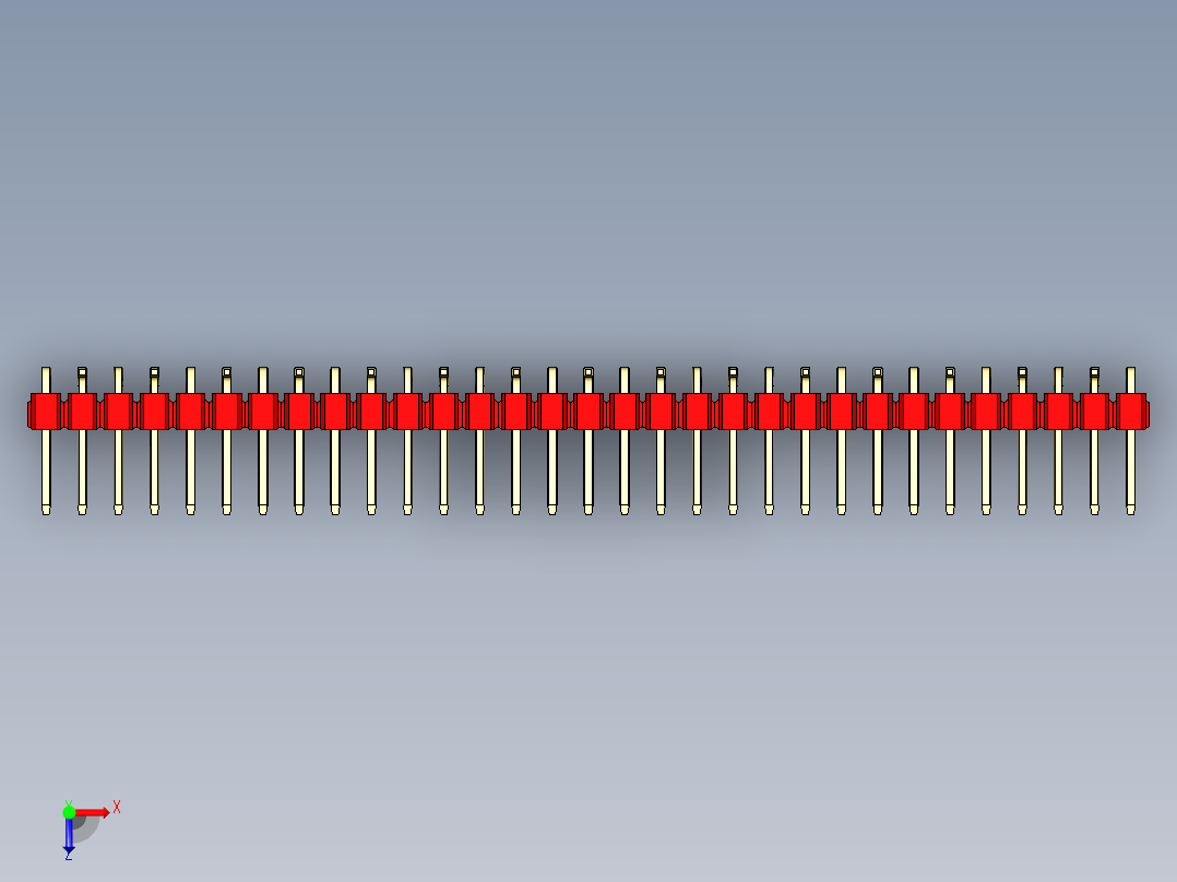 彩色公排针 100mil 2.54mm 系列-DS1022_red_31p_100mil_Type_SMT_R2_rev1.0俯视图