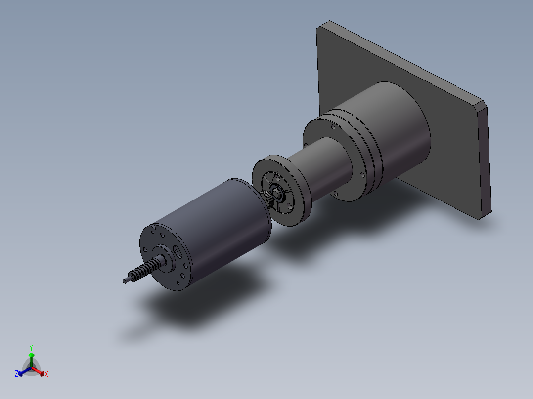 马达轴心刹車片涂油机构_含涡杆轴心马达正等轴测图