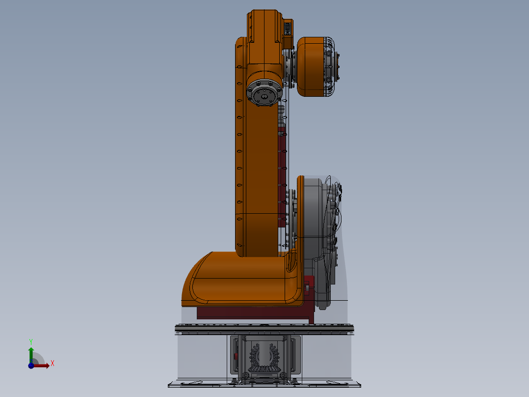 5轴工业机器人Solidworks设计附STP格式前视图