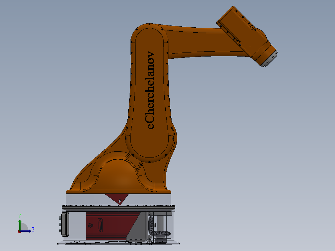5轴工业机器人Solidworks设计附STP格式左视图