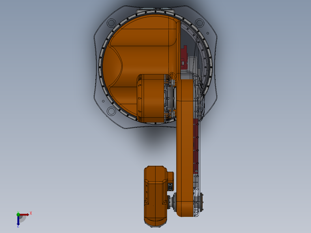 5轴工业机器人Solidworks设计附STP格式俯视图