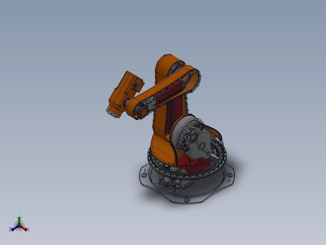 5轴工业机器人Solidworks设计附STP格式正等轴测图