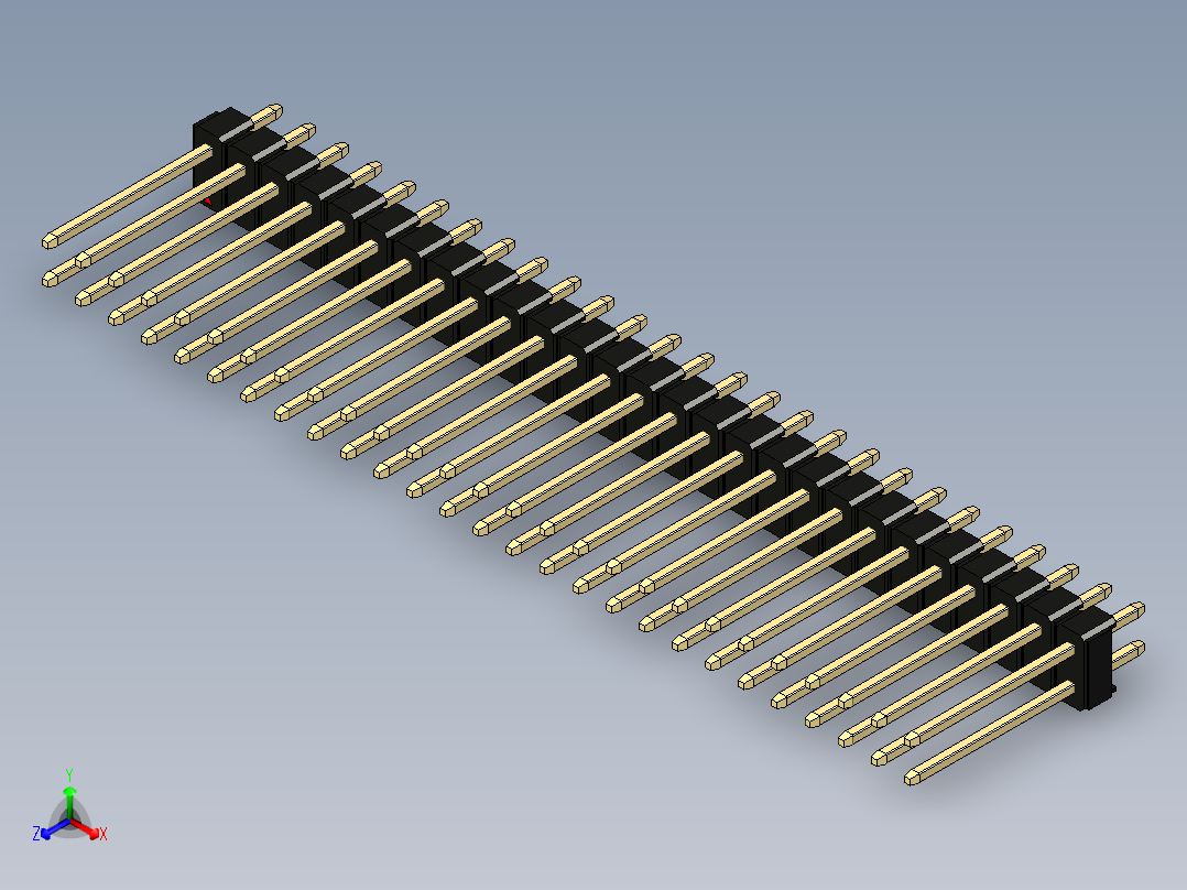彩色公头100mil（2.54mm）系列-DS1021_black_2x27p_100mil_Type5_rev1.0正等轴测图
