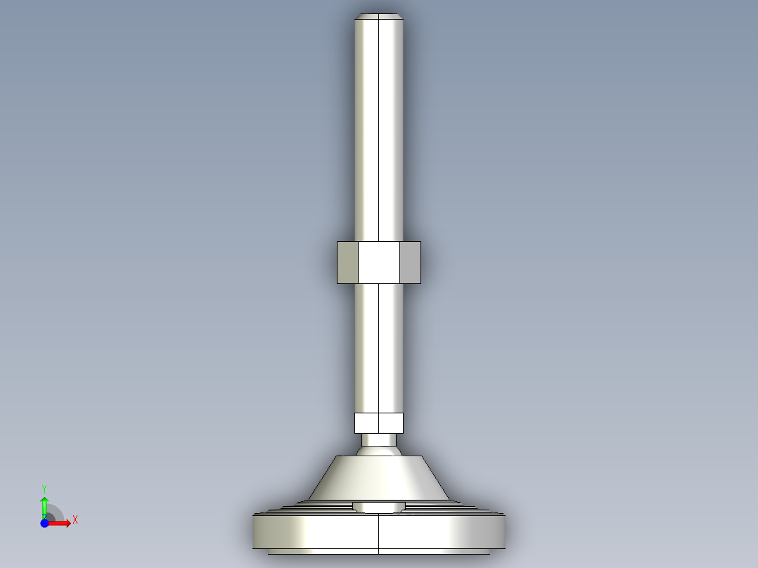 水平調整腳座LVF125-3D多系列多零件图纸模型前视图