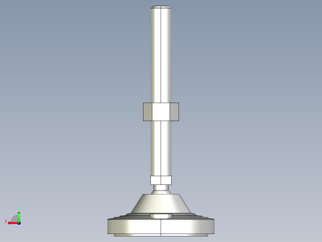 水平調整腳座LVF125-3D多系列多零件图纸模型后视图
