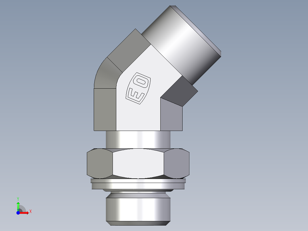 卡套式工业通用硬管接头EO_Adjustable_locknut_45_deg_elbow_VEE12LMOMDCF前视图
