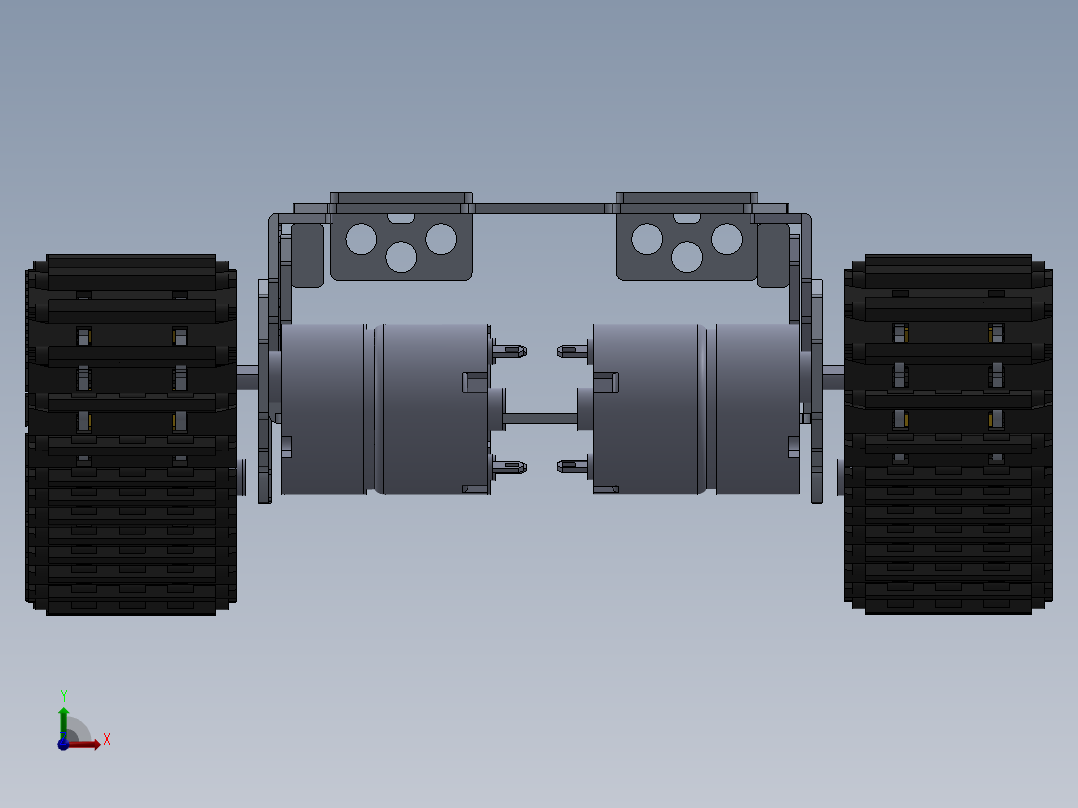 四轮履带坦克底盘模型前视图