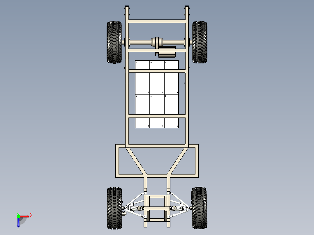 农用电动汽车底盘设计含SW三维+CAD+说明书俯视图