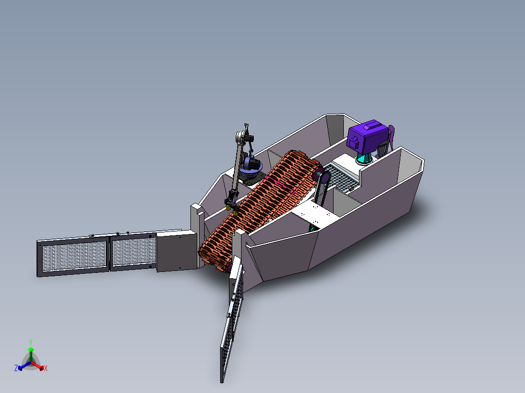 水面垃圾清理机械手正等轴测图